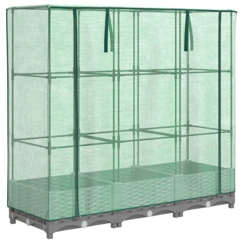 Повдигнато легло с оранжерия калъф, ратанов вид, 120x40x123 см