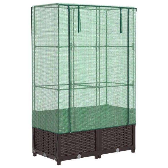 Повдигнато легло с оранжерия калъф, ратанов вид, 80x40x138 см