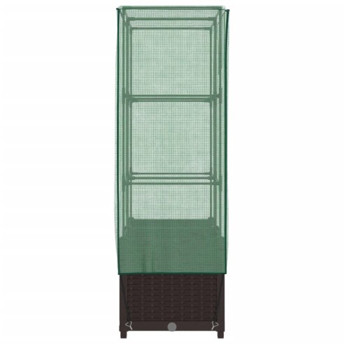 Повдигнато легло с оранжерия калъф, ратанов вид, 80x40x138 см