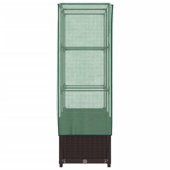 Повдигнато легло с оранжерия калъф, ратанов вид, 80x40x138 см