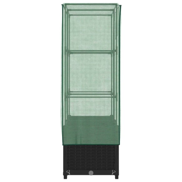 Повдигнато легло с оранжерия калъф, ратанов вид, 80x40x138 см