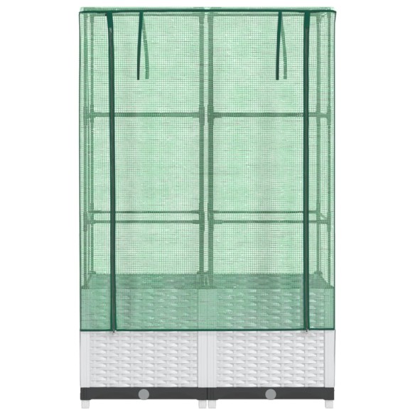 Повдигнато легло с оранжерия калъф, ратанов вид, 80x40x138 см