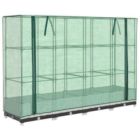 Повдигнато легло с оранжерия калъф, ратанов вид, 160x40x123 см