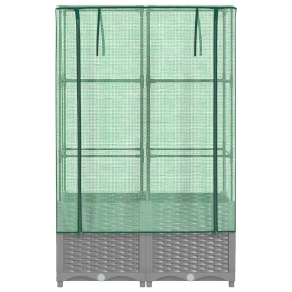 Повдигнато легло с оранжерия калъф, ратанов вид, 80x40x138 см