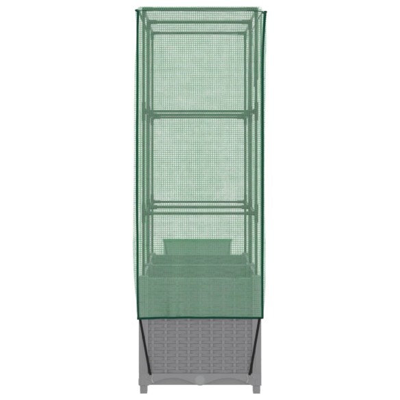 Повдигнато легло с оранжерия калъф, ратанов вид, 80x40x138 см
