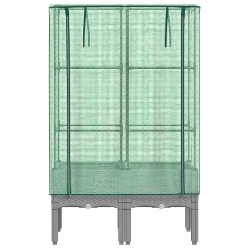 Повдигнато легло с оранжерия калъф, ратанов вид, 80x40x140 см