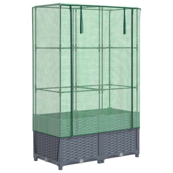 Повдигнато легло с оранжерия калъф, ратанов вид, 80x40x138 см