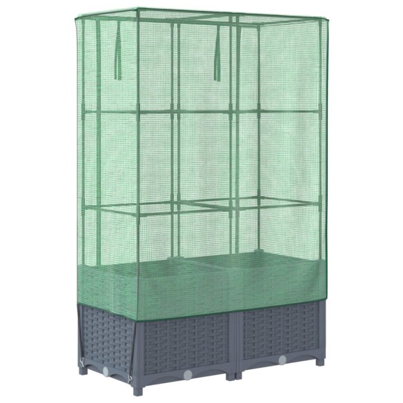 Повдигнато легло с оранжерия калъф, ратанов вид, 80x40x138 см