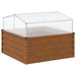 Градинска кашпа с оранжерия, обветрена стомана 2