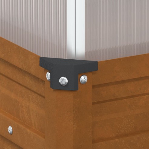 Градинска кашпа с оранжерия, обветрена стомана