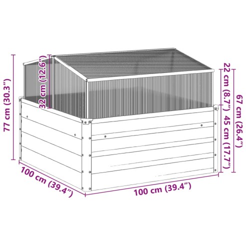Градинска кашпа с оранжерия, обветрена стомана