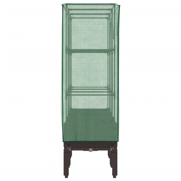 Повдигнато легло с оранжерия калъф, ратанов вид, 120x40x140 см