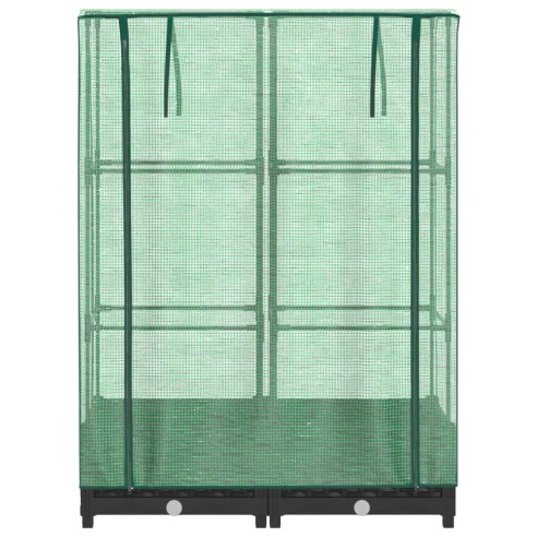 Повдигнато легло с оранжерия калъф, ратанов вид, 80x40x123 см