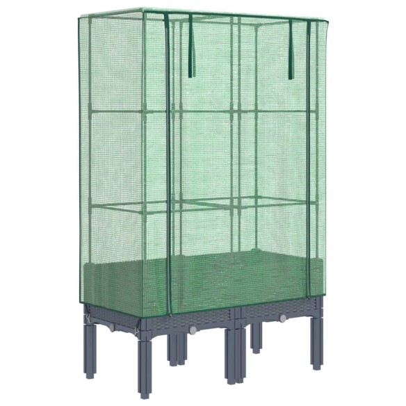 Повдигнато легло с оранжерия калъф, ратанов вид, 80x40x140 см