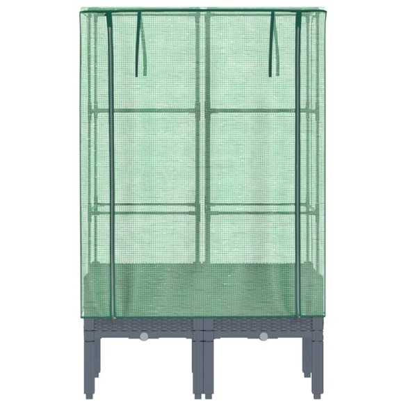Повдигнато легло с оранжерия калъф, ратанов вид, 80x40x140 см