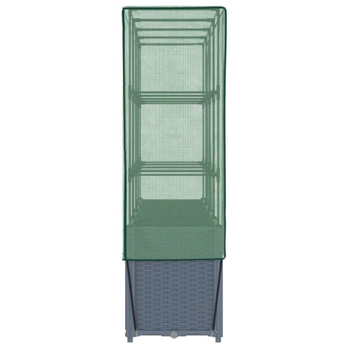 Повдигнато легло с оранжерия калъф, ратанов вид, 160x40x153 см