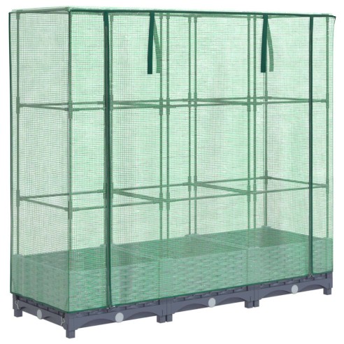 Повдигнато легло с оранжерия калъф, ратанов вид, 120x40x123 см