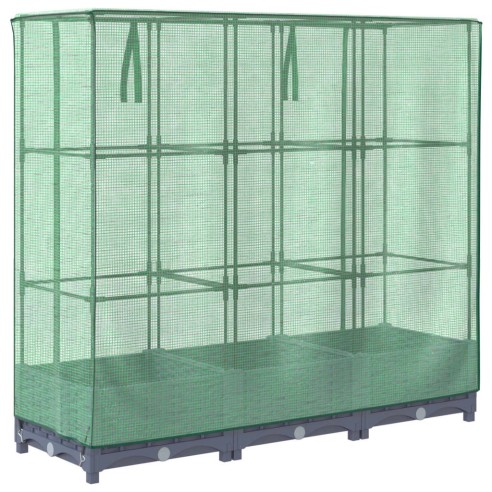 Повдигнато легло с оранжерия калъф, ратанов вид, 120x40x123 см