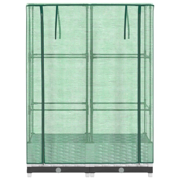 Повдигнато легло с оранжерия калъф, ратанов вид, 80x40x123 см