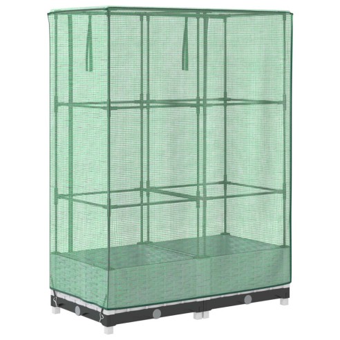 Повдигнато легло с оранжерия калъф, ратанов вид, 80x40x123 см