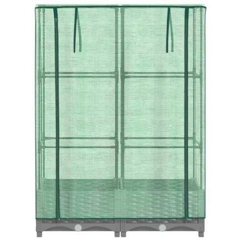 Повдигнато легло с оранжерия калъф, ратанов вид, 80x40x123 см