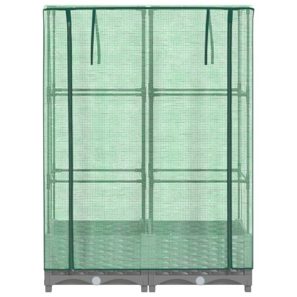 Повдигнато легло с оранжерия калъф, ратанов вид, 80x40x123 см