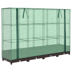 Повдигнато легло с оранжерия калъф, ратанов вид, 160x40x123 см 2