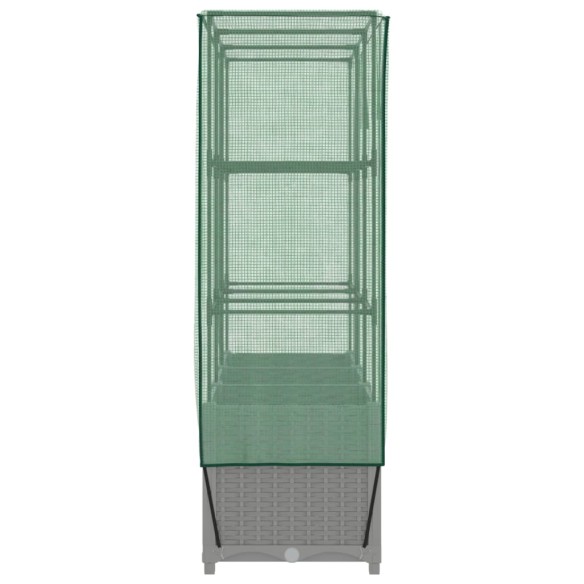 Повдигнато легло с оранжерия калъф, ратанов вид, 120x40x138 см