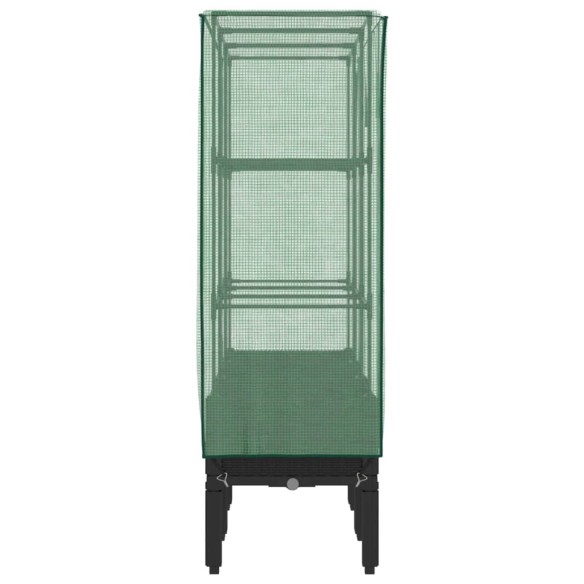 Повдигнато легло с оранжерия калъф, ратанов вид, 120x40x140 см
