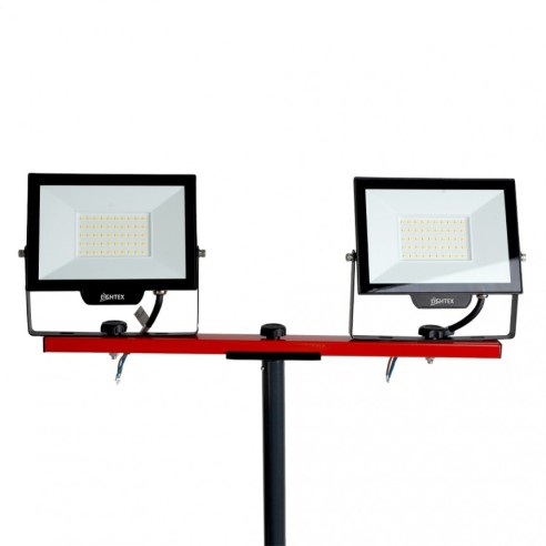 Двойна стойка за прожектори 1.6 м червено/сиво LIGHTEX ➤ топ цена ➤ dshome.bg