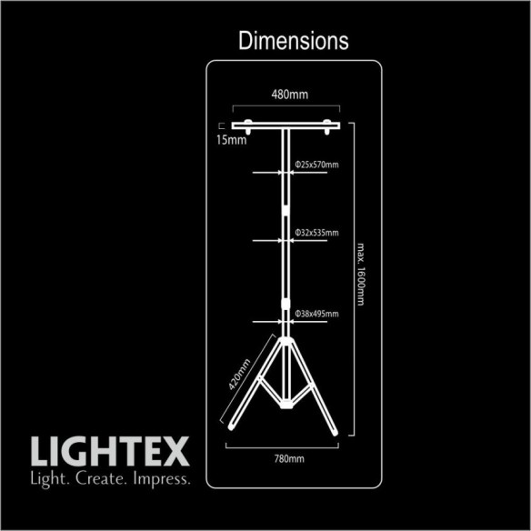 Двойна стойка за прожектори 1.6 м червено/сиво LIGHTEX ➤ топ цена ➤ dshome.bg