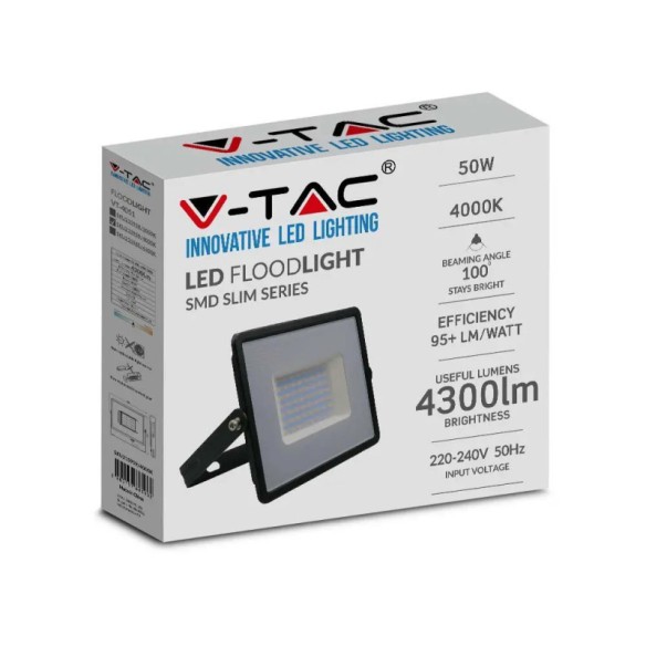 LED прожектор 50 W 6500 К черен Е-Series G2 V-TAC ➤ топ цена ➤ dshome.bg