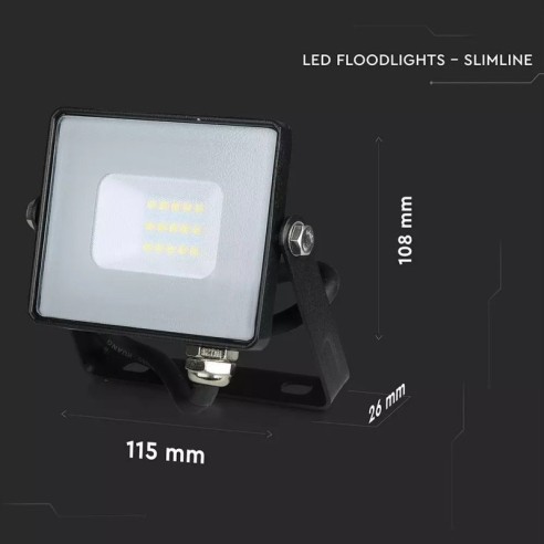 LED прожектор 10 W 6400 К черен Samsung чип SMD V-TAC ➤ топ цена ➤ dshome.bg