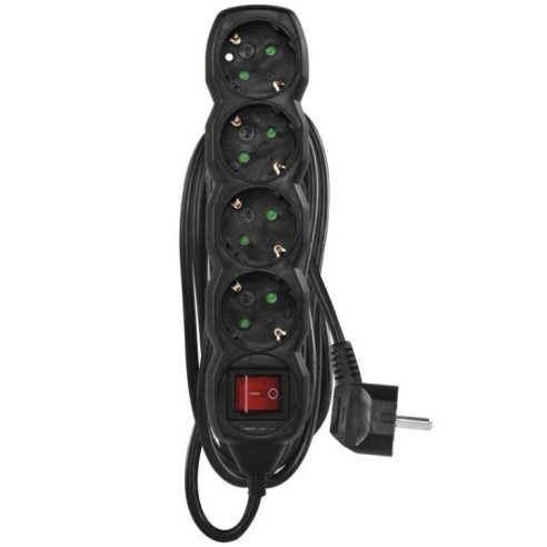 Разклонител с 4 гнезда 3 м с ключ черен EMOS ➤ топ цена ➤ dshome.bg