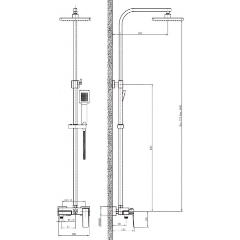 Тръбно окачване със смесител Елинор хром ICT-6891 INTER CERAMIC ➤ топ цена ➤ dshome.bg