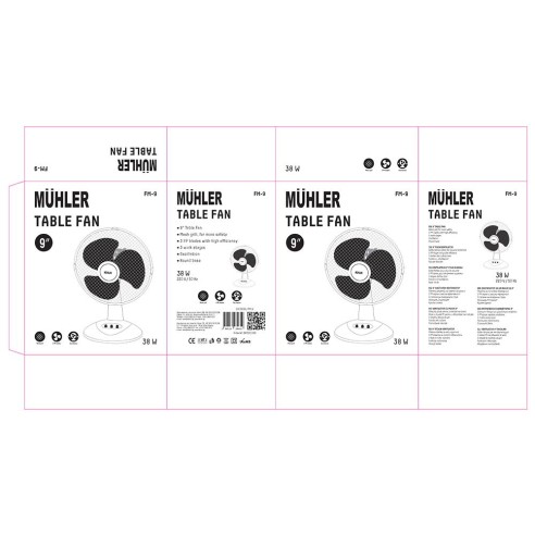 Настолен вентилатор 9" 20 W FM-9 MUHLER ➤ топ цена ➤ dshome.bg