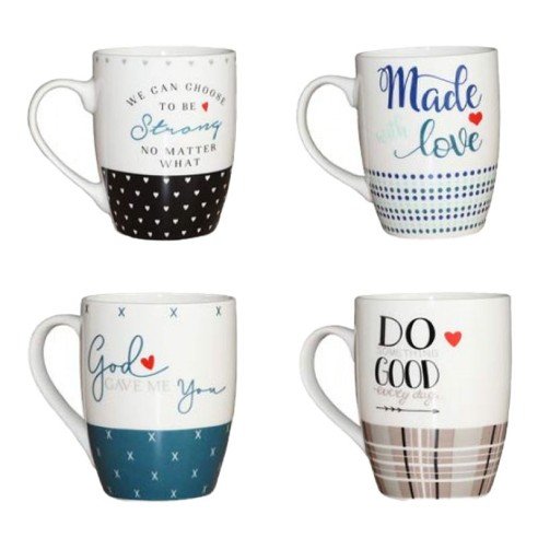 Комплект порцеланови чаши с послания 4 бр. ➤ топ цена ➤ dshome.bg