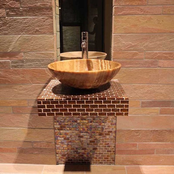 Умивалник от оникс Washbasin Onyx Brown D42 H14 AKROLITHOS - 5