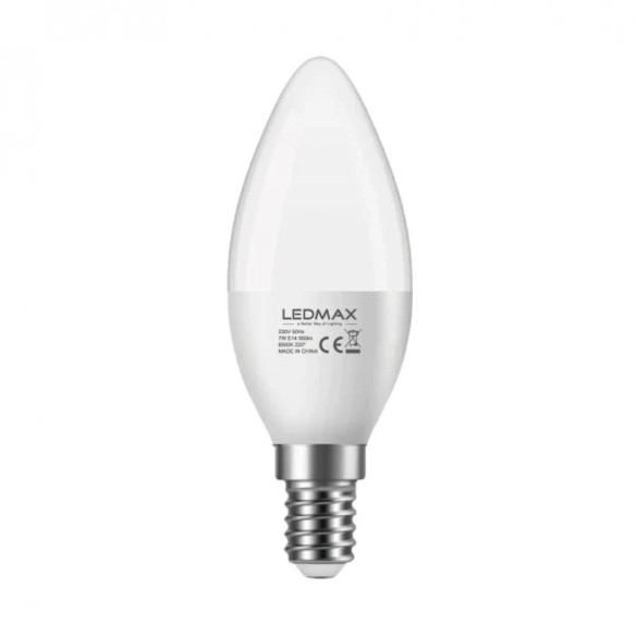 LED Крушка 7W C37 230V/50HZ /Е14/80Lm/W 6500K RA80 IP20 CE/EMC