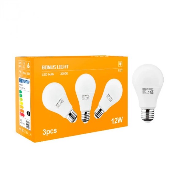 LED Крушка 12W /Е27/230V/50HZ 3000K - 3 броя