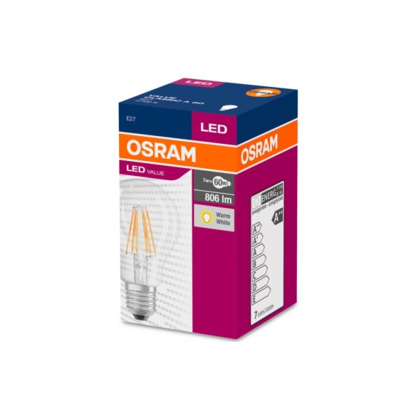 LED крушка OSRAM VALUE CL A FIL 60 7W, 806lm, 4000K, E27