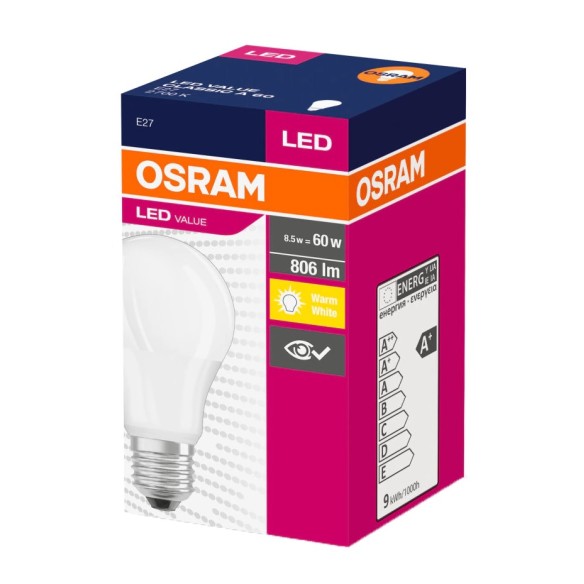 LED Крушка OSRAM VALUE CL A FR 60 8,5W, 806lm, 4000K, E27