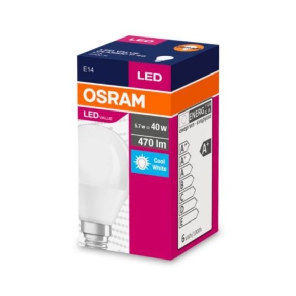 LED крушка OSRAM VALUE CL P FR 40 5,5W, 470lm, 4000K, E14