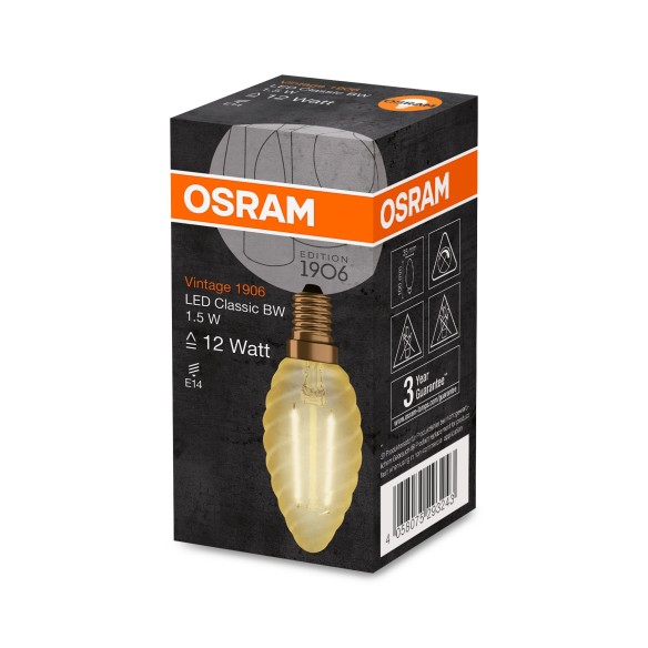 LED крушка OSRAM VINTAGE CBW12 1,5W, 120lm, 2400K, E14