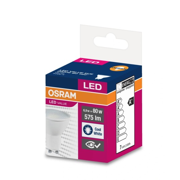 LED крушка OSRAM PAR16 6,9W, 120°, 575lm, 230V, 4000K, GU10