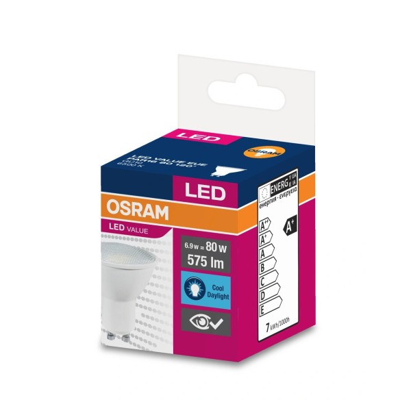 LED крушка OSRAM PAR16 6,9W, 120°, 575lm, 230V, 6500K, GU10