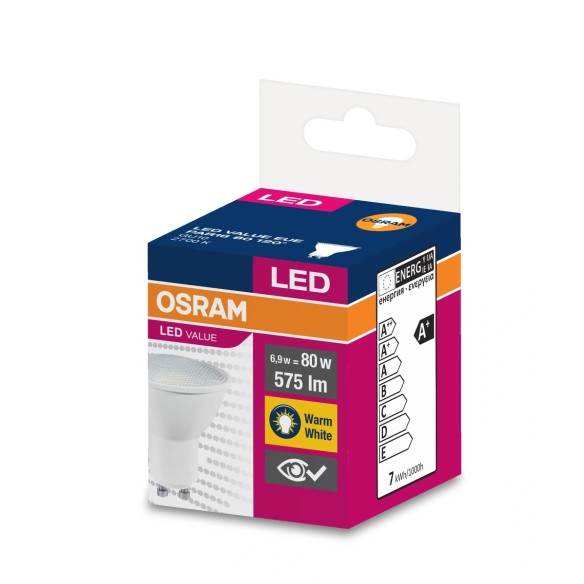 LED крушка OSRAM PAR16 6,9W, 120°, 575lm, 230V, 2700K, GU10