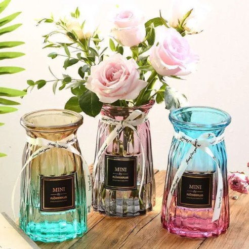 Стъклена ваза с панделка 17 см Mini FLOWERPLUS ➤ топ цена ➤ dshome.bg