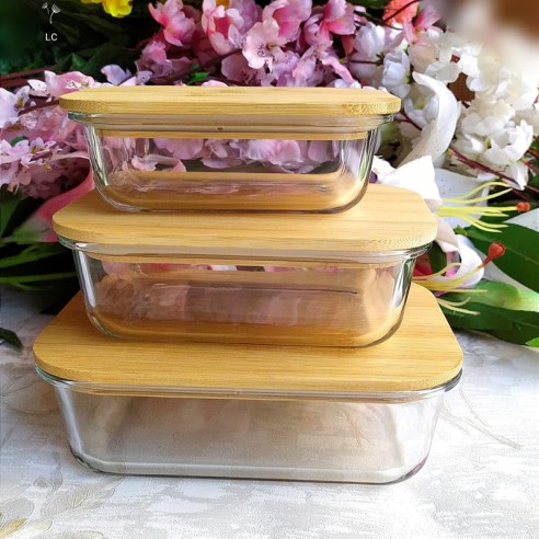 Стъклени контейнери за съхранение на храна 3 броя ➤ топ цена ➤ dshome.bg