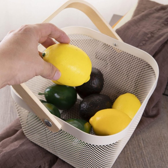 Метална кошница за съхранение с дървена дръжка ➤ топ цена ➤ dshome.bg